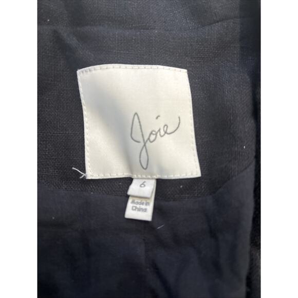 Joie Black Linen Jacket Classic Blazer Sz 6 - Picture 3 of 9